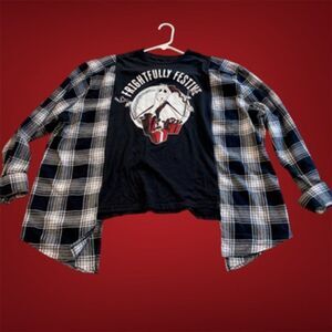 Frightfully Festive Nightmare Before Christmas t-shirt flannel upcycled